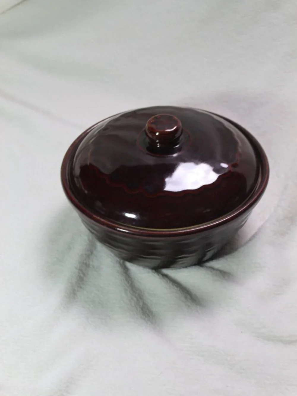 Vintage Marcrest Stoneware Brown Daisy Dot Ovenproof Dish Pot Lid Dutch 8